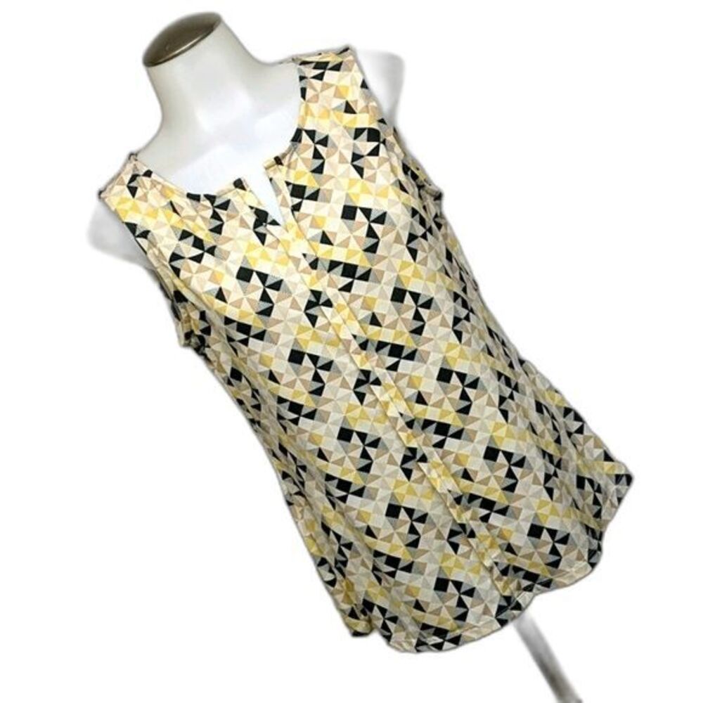 White House Black Market WHBM Tank Women Small Sleeveless Top Geo Yellow S